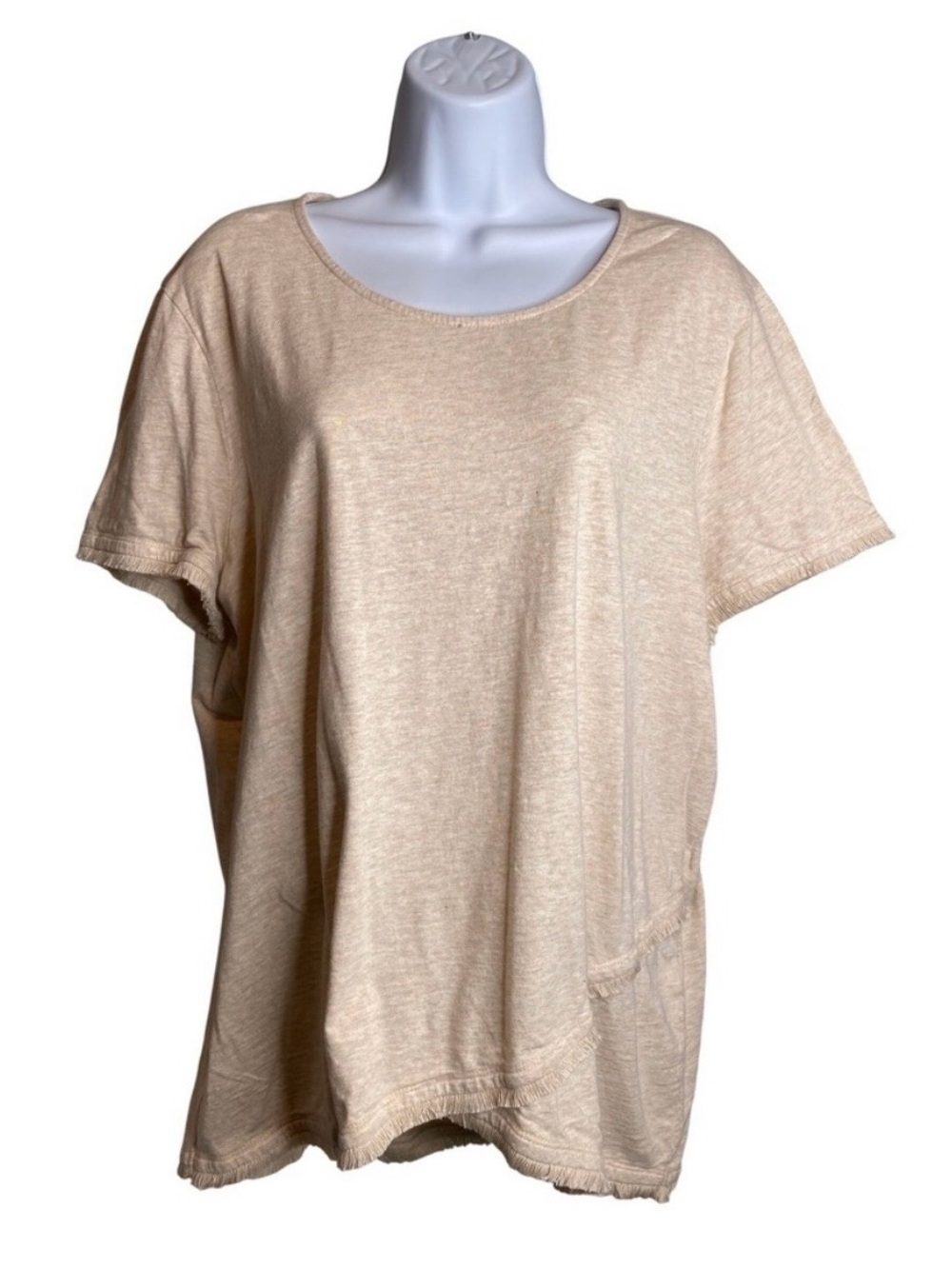 Chico's Lightweight Short-Sleeve Scoop Neck Top in Beige